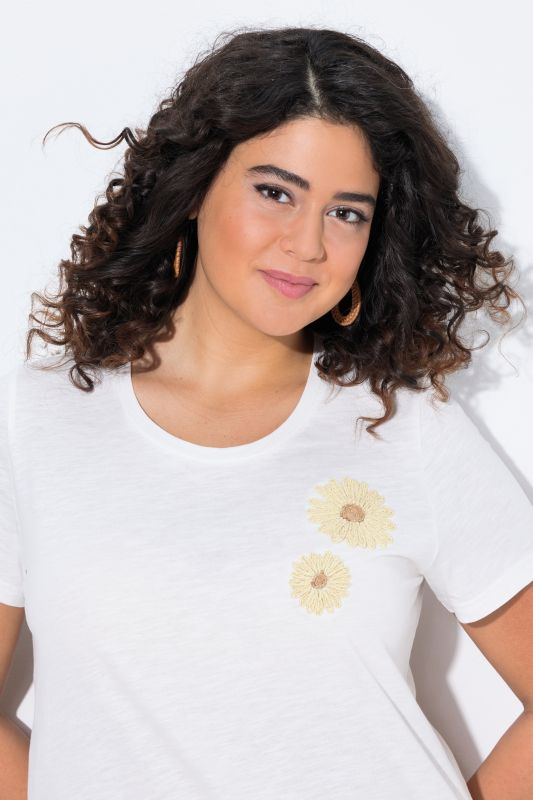 Eco Cotton Sunflower Embroidered Short Sleeve Tee