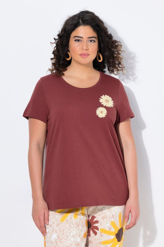 Eco Cotton Sunflower Embroidered Short Sleeve Tee