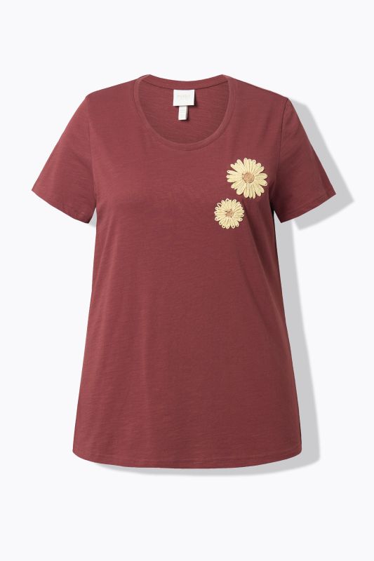 Eco Cotton Sunflower Embroidered Short Sleeve Tee
