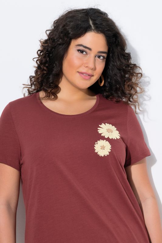 Eco Cotton Sunflower Embroidered Short Sleeve Tee