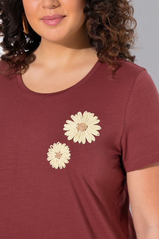 Eco Cotton Sunflower Embroidered Short Sleeve Tee