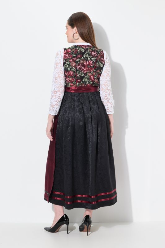 Floral Jacquard Satin Apron Dirndl