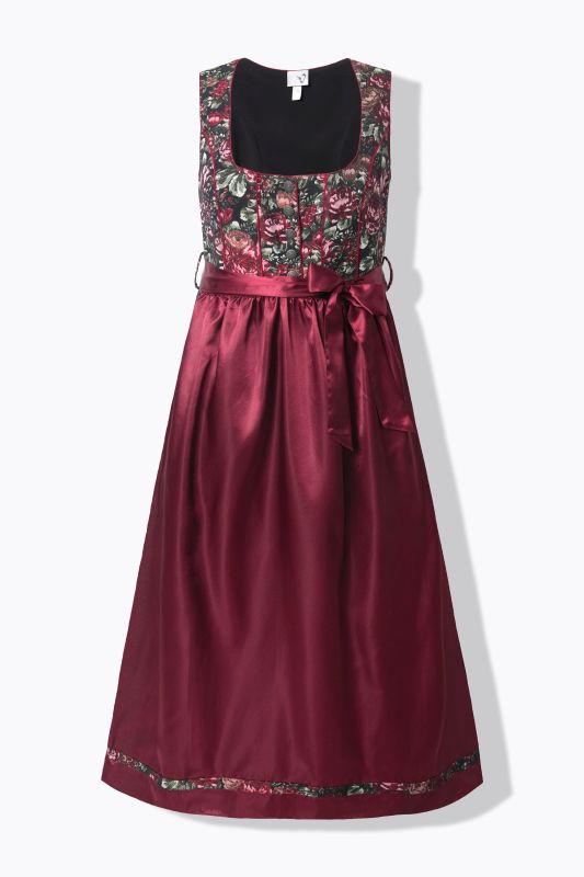Floral Jacquard Satin Apron Dirndl