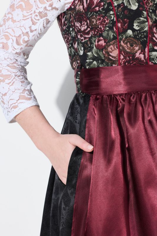 Floral Jacquard Satin Apron Dirndl