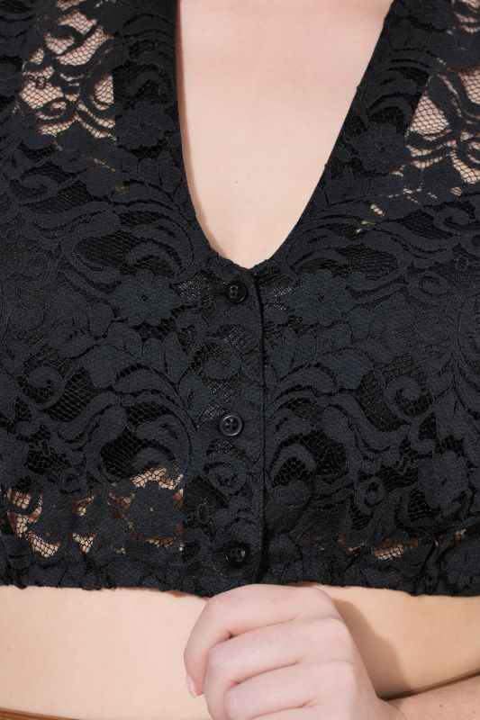Lace V-Neck Dirndl Blouse