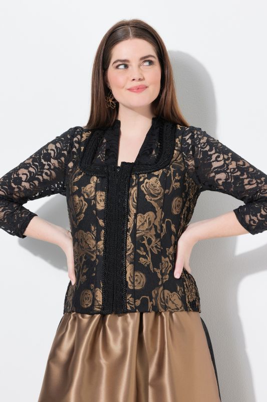 Lace V-Neck Dirndl Blouse