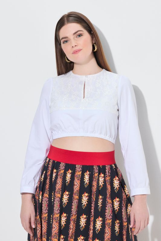 Lace Panel Long Sleeve Dirndl Blouse