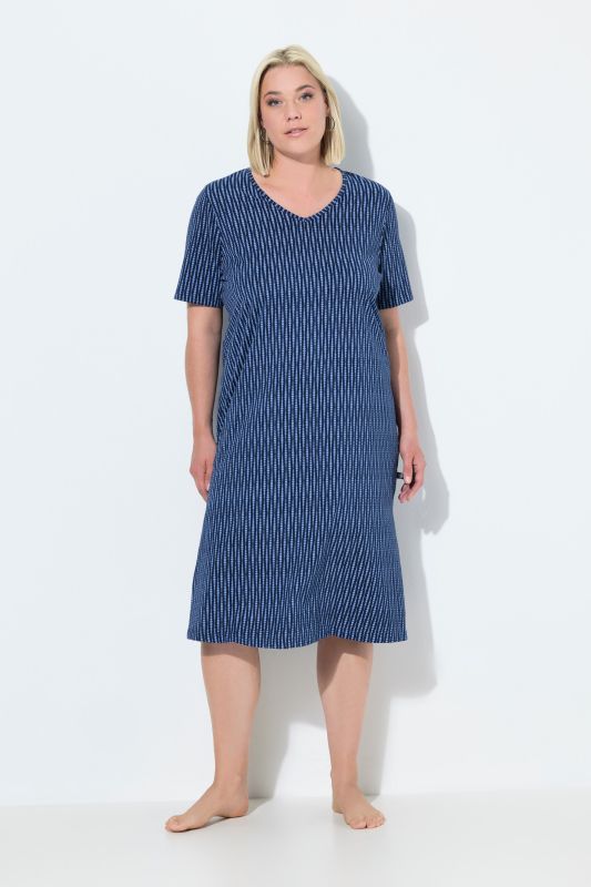 Dot Stripe Short Sleeve Nightgown
