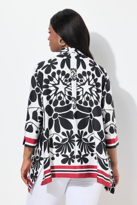 Floral 3/4 Sleeve Satin Blouse
