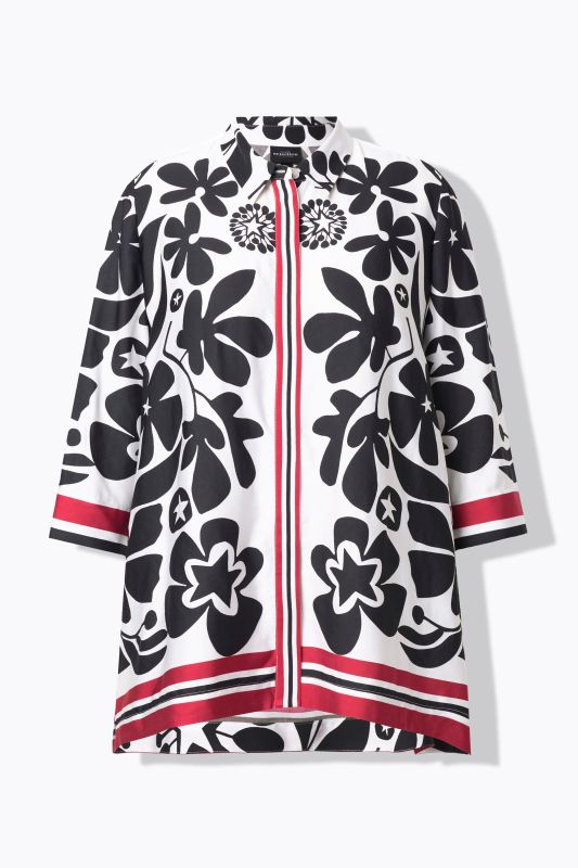Floral 3/4 Sleeve Satin Blouse