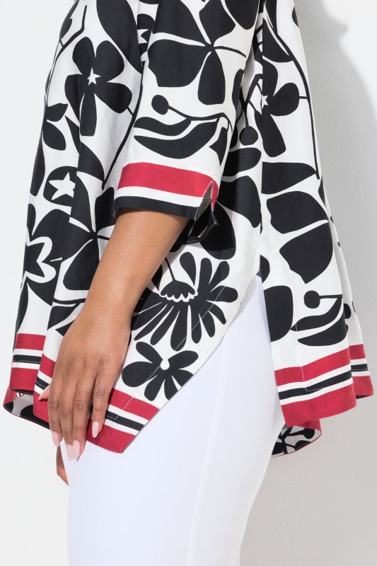 Floral 3/4 Sleeve Satin Blouse