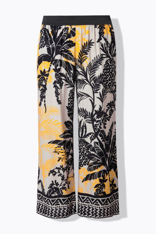 Tropical Foliage Elastic Waist Pants