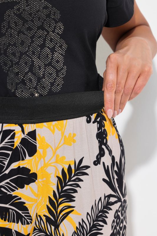 Tropical Foliage Elastic Waist Pants