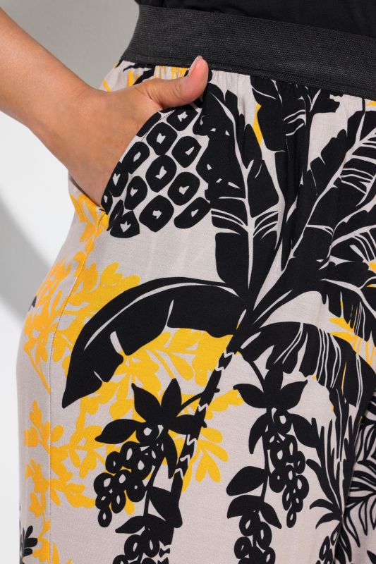 Tropical Foliage Elastic Waist Pants