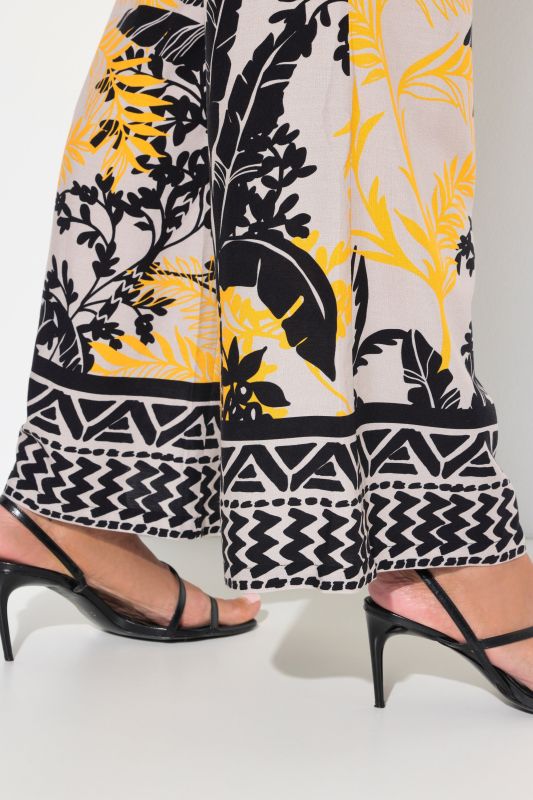 Tropical Foliage Elastic Waist Pants