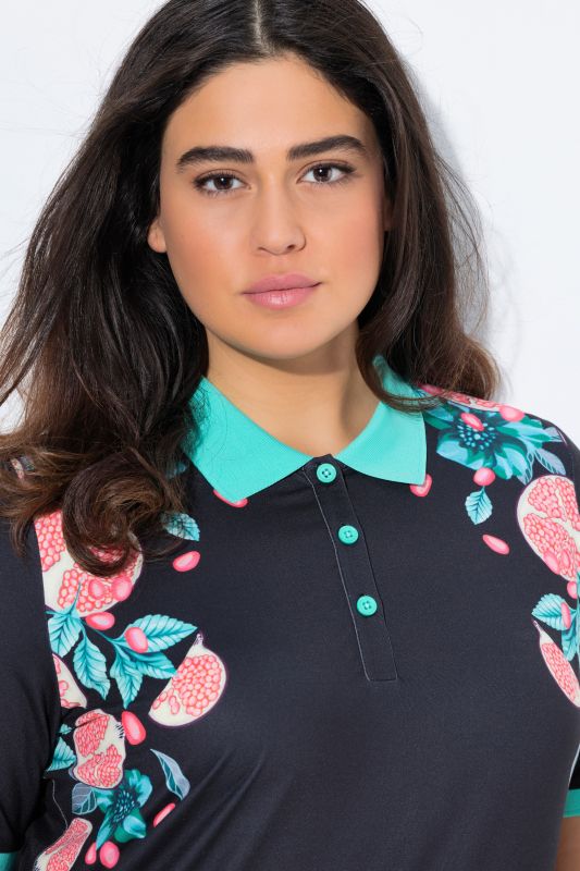 Quick Drying Pomegranate Motif Active Polo