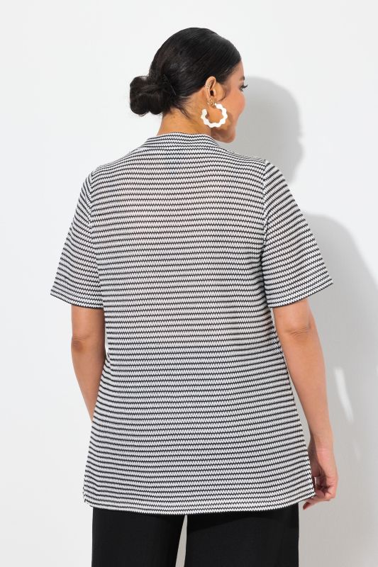 Striped Short Sleeve V-Neck Sweatshirt