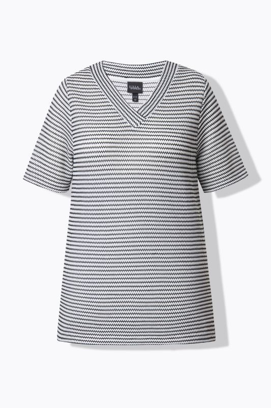 Striped Short Sleeve V-Neck Sweatshirt
