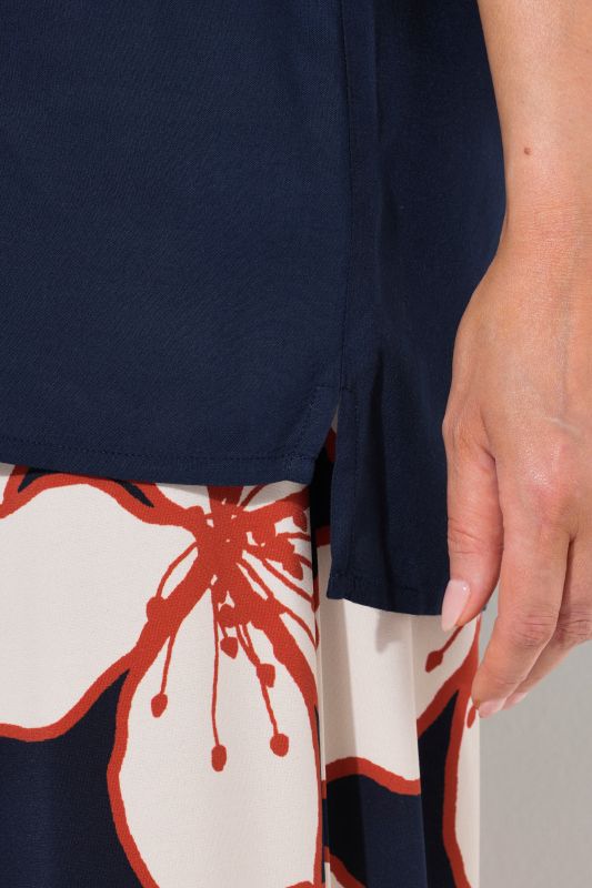 Draped Short Sleeve Drawstring Blouse