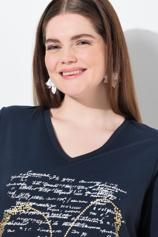 Graphic Lettering Short Sleeve Rhinestone Tee
