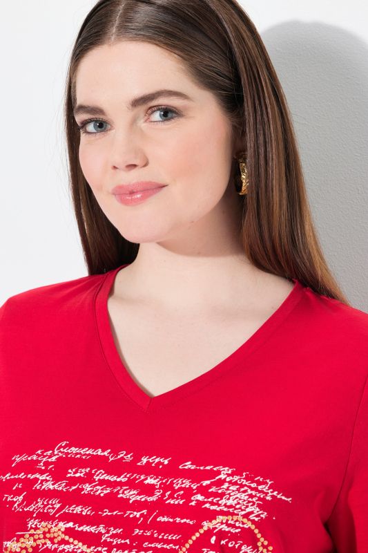 Graphic Lettering Short Sleeve Rhinestone Tee
