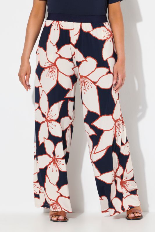 Flower Print Elastic Waist Pants