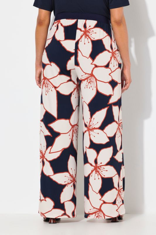 Flower Print Elastic Waist Pants
