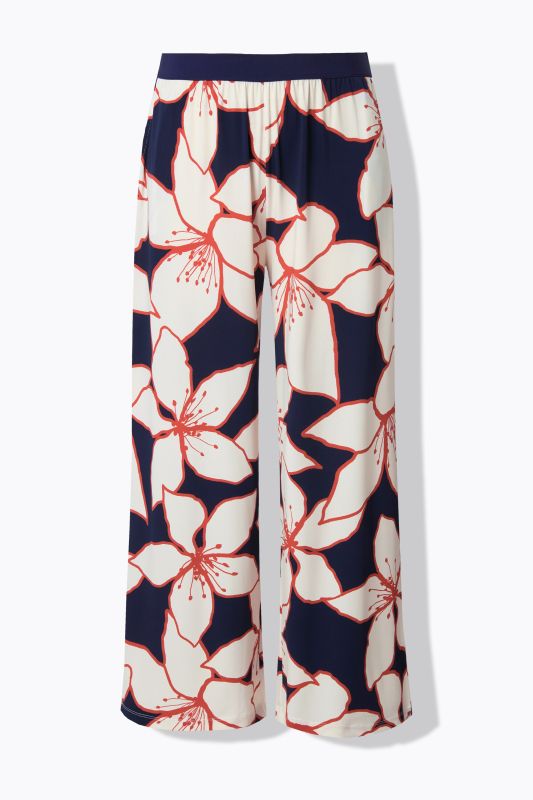 Flower Print Elastic Waist Pants