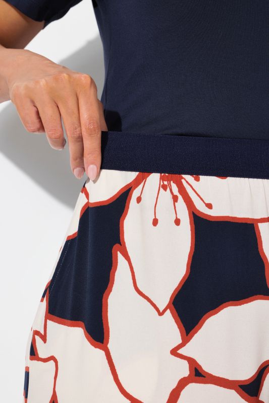 Flower Print Elastic Waist Pants