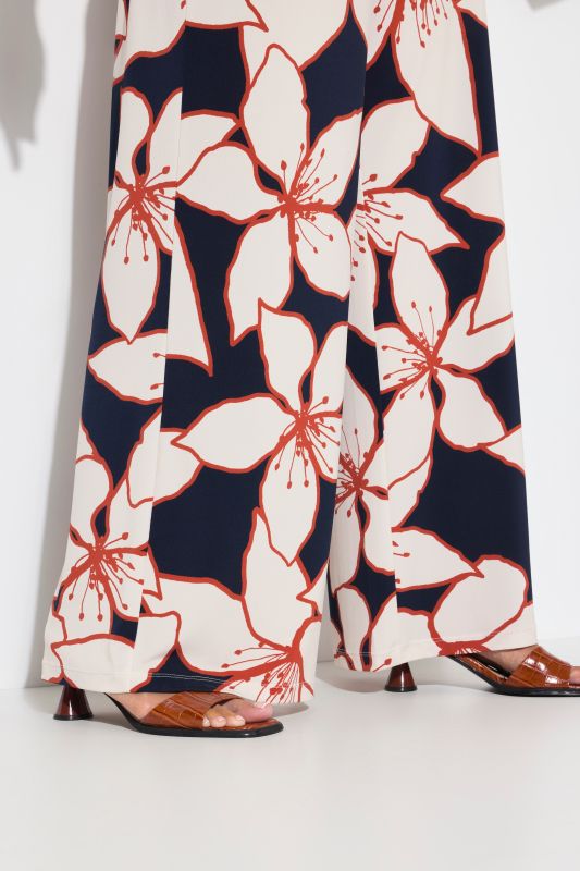 Flower Print Elastic Waist Pants