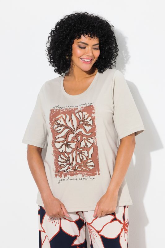 Metallic Flower Print Short Sleeve Tee