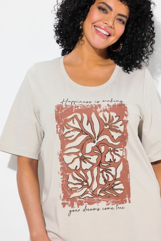 Metallic Flower Print Short Sleeve Tee