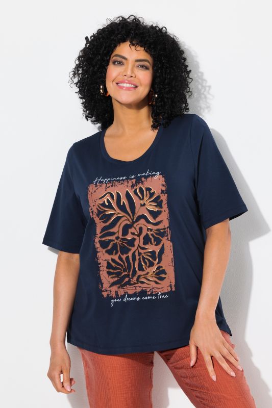 Metallic Flower Print Short Sleeve Tee