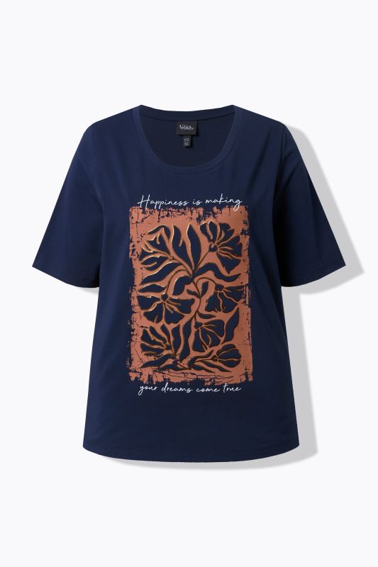 Metallic Flower Print Short Sleeve Tee