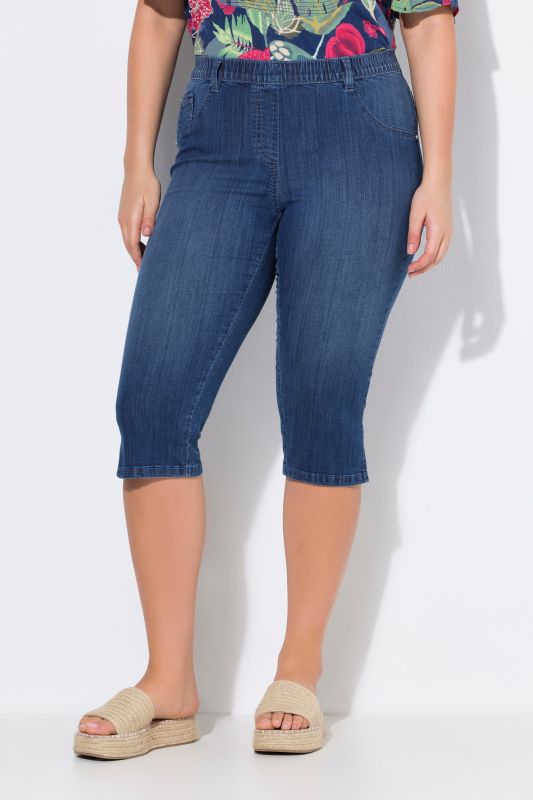 Denim Elastic Waist Capres