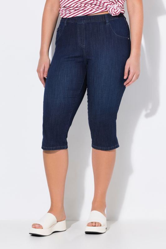 Denim Elastic Waist Capres