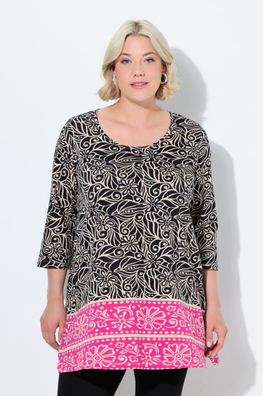 Leaf Print Knit A-Line Tunic