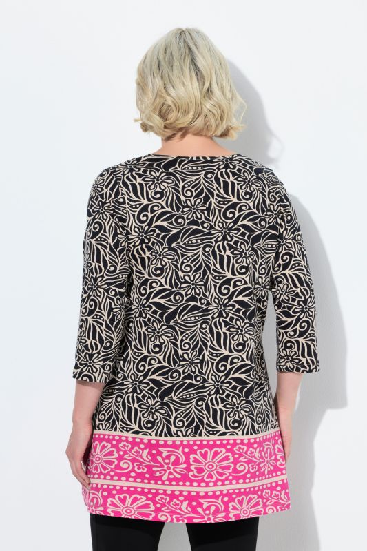 Leaf Print Knit A-Line Tunic