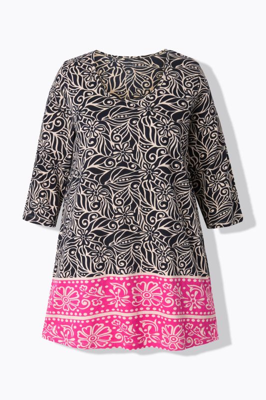 Leaf Print Knit A-Line Tunic