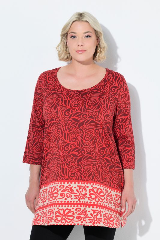 Leaf Print Knit A-Line Tunic