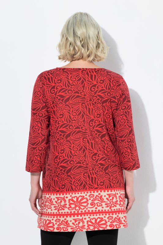 Leaf Print Knit A-Line Tunic