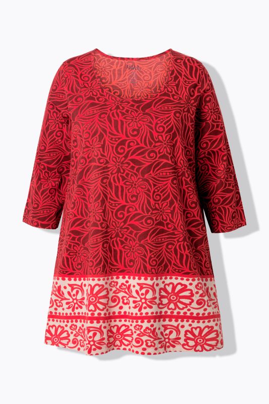 Leaf Print Knit A-Line Tunic
