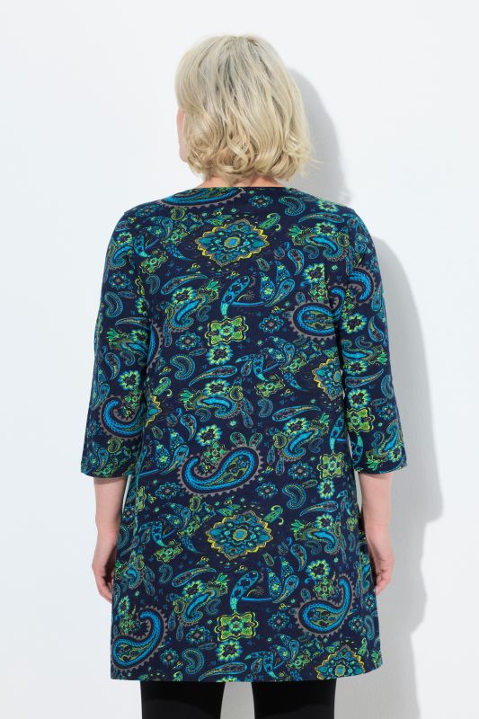 Paisley Empire Knit 3/4 Sleeve A-Line Tunic