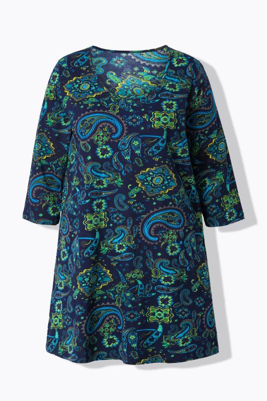 Paisley Empire Knit 3/4 Sleeve A-Line Tunic