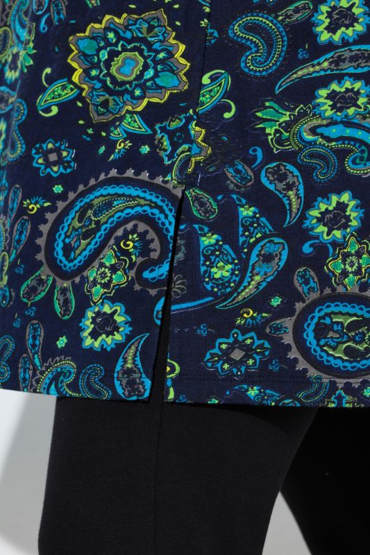 Paisley Empire Knit 3/4 Sleeve A-Line Tunic