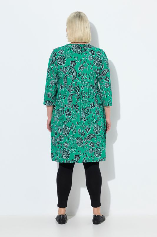Floral Paisley Empire Knit A-Line Pocket Dress