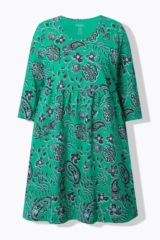 Floral Paisley Empire Knit A-Line Pocket Dress