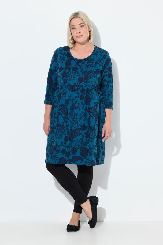Floral Paisley Empire Knit A-Line Pocket Dress