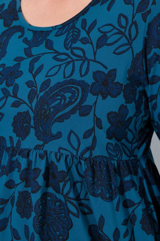 Floral Paisley Empire Knit A-Line Pocket Dress
