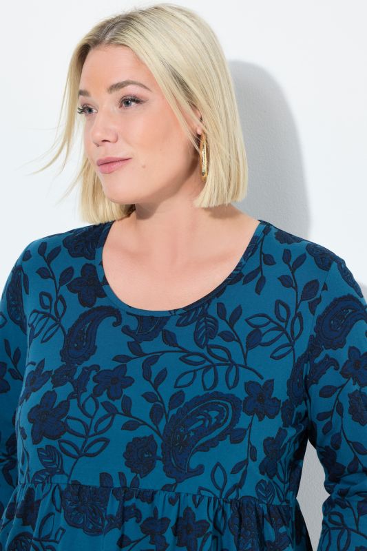 Floral Paisley Empire Knit A-Line Pocket Dress